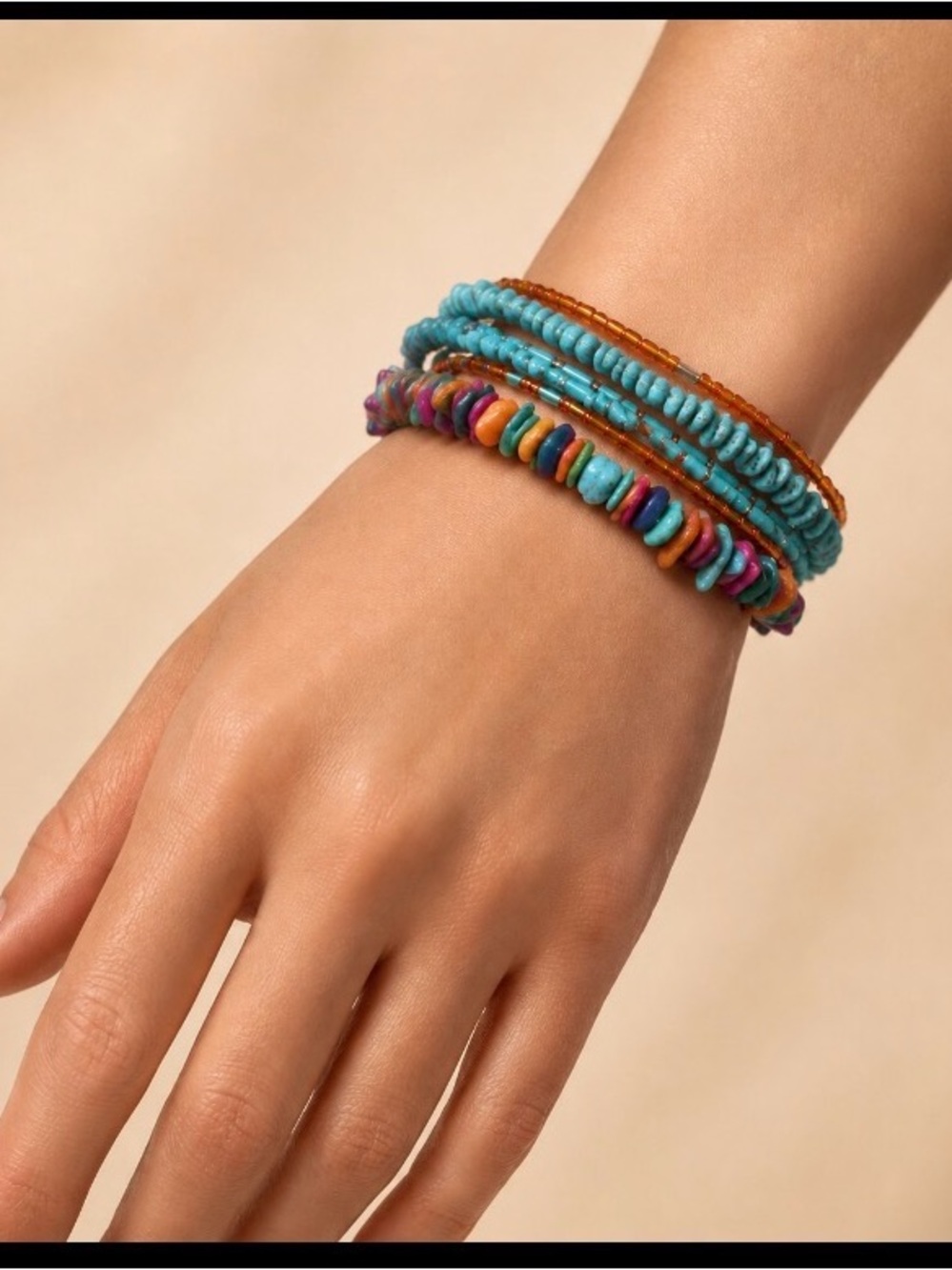 Colorful Beaded Bracelet with Turquoise Accents